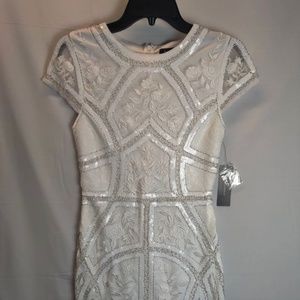 Lulu’s Love Lasts Forever White Sequin Shirt Sleeve Midi Dress Size S NWT